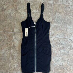 NWT Diesel Bodycon Denim Mini Dress Women's S Black Zip Up Edgy Sexy Jean Dress